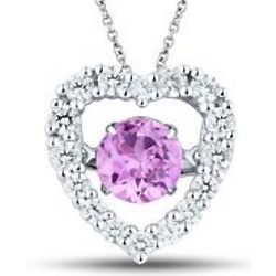 Lab-Created Pink Sapphire and White Sapphire Necklace