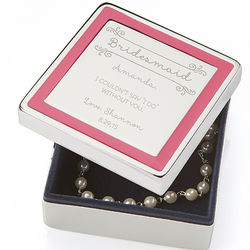 Personalized Pink Border Bridesmaid Jewelry Box