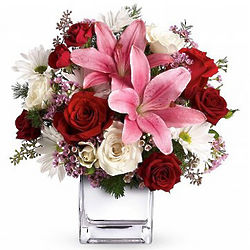 Happy in Love Bouquet in Cube Vase