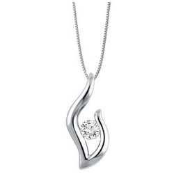 Diamond Flame Necklace in Sterling Silver