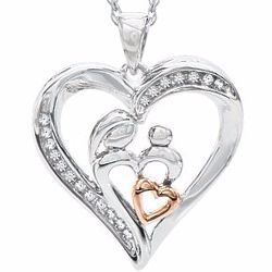 Diamond Heart Sterling Silver Necklace