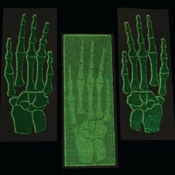 12 Glow-in-the-Dark Skeleton Hand Temporary Tattoos