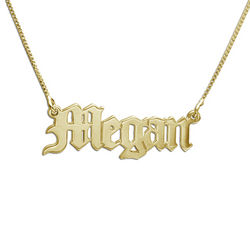 18k Gold-Plated Silver Old English Style Name Necklace