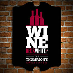 Red, White and Wine Personalized Bar Sign