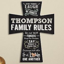 Personalized Our Family Rules Cross