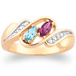 Gold Over Sterling Couple's Marquise Birthstone Ring