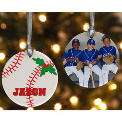 2 Sided Baseball Personalized Photo Ornament