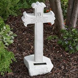 Personalized Up To Heaven Memorial Cross Garden Statue