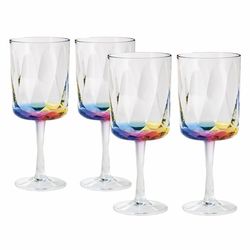 4 Merritt Rainbow Prism Acrylic Wine Glasses
