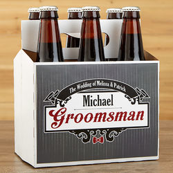 Groomsman's Personalized Wedding Beer Bottle Carrierr