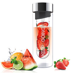 Glass Drinking Water Bottle with Built-In Fruit Infuser