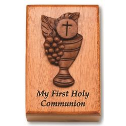 My First Holy Communion Mahogany Wood Rosary Box