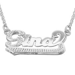 Sterling Silver 3-D Script Name Necklace