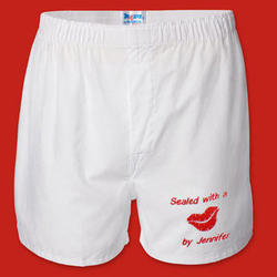 Sealed with a Kiss Embroidered Boxer Shorts