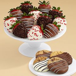 4 Dipped Cookies and 12 Valentine's Strawberries