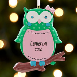 Personalized Owl I Want For Christmas Ornament