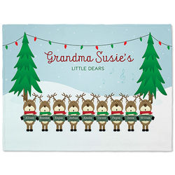 Personalized Reindeer Family Fleece Blanket