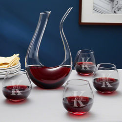 5-Piece Oakmont Personalized Horn Wine Decanter Gift Set