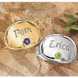 Oval Name and Birthstone Ring