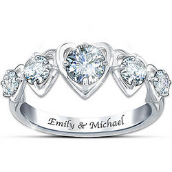 Personalized Love's Eternity White Topaz Sterling Silver Ring