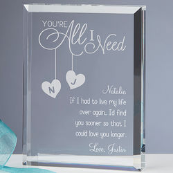 Personalized You're All I Need Romantic Plaque