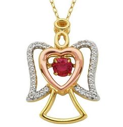 Lab-Created Ruby and White Sapphire Angel Pendant