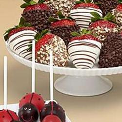 3 Love Bug Brownie Pops and 12 Dipped Strawberries