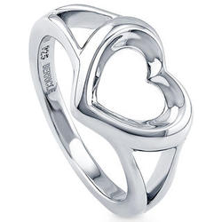 Sterling Silver Heart Fashion Right-Hand Ring