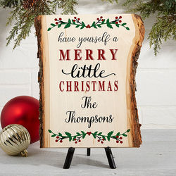 Merry Christmas Small Personalized Basswood Plank Sign