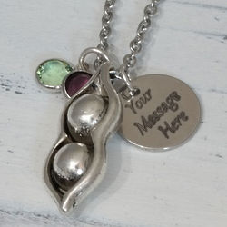 Two Peas in a Pod Twins Personalized Necklace