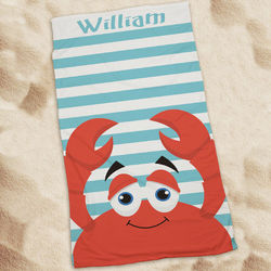 Kid's Personalized Crab Beach Towel