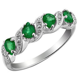 10K White Gold Emerald and Diamond Accent Ring