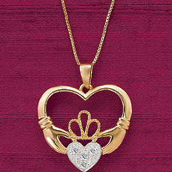 Claddagh Diamond Heart Pendant