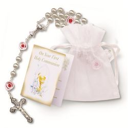Roses and Pearls First Communion Rosary Gift Set