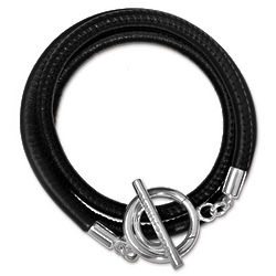 Nikki Lissoni Black Leather Wrap Bracelet