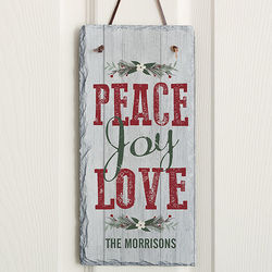 Peace Love Joy Personalized Slate Plaque