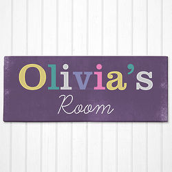 Personalized Kid's Room Canvas Print in Purple or Blue