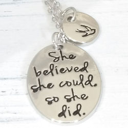 She Believed She Could So She Did Cursive Necklace
