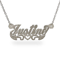 Sterling Silver Script Name Plate Necklace