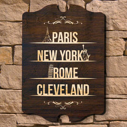 Hometown Pride Personalized Wood Wall Sign