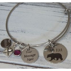 Personalized Mama Bear Adjustable Wire Bangle Bracelet