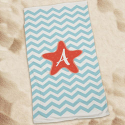 Personalized Starfish Chevron Beach Towel