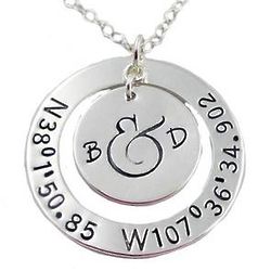 Personalized Coordinates Circle of Love Necklace