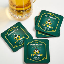 Personalized 19th Hole Bar Coasters