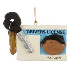 Personalized Ethnic Boy License with Key Christmas Ornament