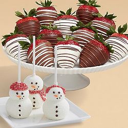 3 Snowman Brownie Pops and Full Dozen Swizzled Strawberries