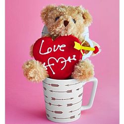 Follow Your Heart Coffee Mug, Teddy Bear, and Cookie