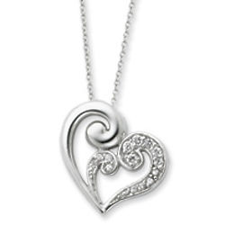 A Mother's Journey Sterling Silver and CZ Heart Necklace