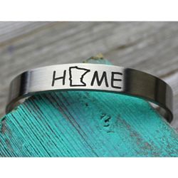 Personalized Home State Pewter Cuff Bracelet