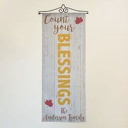 Personalized Count Your Blessings Fall Door Flag